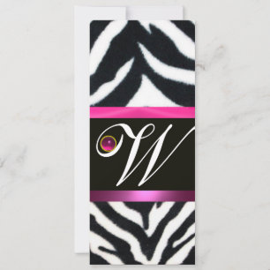 PINK, LILA SCHWARZ-WEISSE ZEBRA FUR MONOGRAM fuchs Einladung