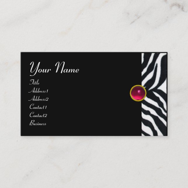 PINK, LILA SCHWARZ-WEISSE ZEBRA FUR MONOGRAM fuchs Visitenkarte (Vorderseite)