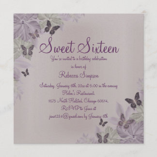 Pink & Lila Shimmer Schmetterling Sweet 16 Einladu Einladung