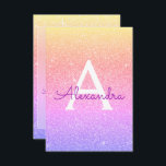 Pink Lila Sparkle Glitzer 16 . Geburtstag Geburtst Einladung<br><div class="desc">Girly Pink,  Lila Gold und Orange Ombre Pastel Gold Sparkle Glitzer 16 . Geburtstag Monogram Name und Erstgeburtstag Party Einladung. Diese Einladung ist ideal für die Pastel Sparkle Glitzer Sweet 16 Geburtstagsparty,  die in Gold feiern möchten.</div>