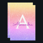 Pink Lila Sparkle Glitzer 16 . Geburtstag Geburtst Einladung<br><div class="desc">Girly Pink,  Lila Gold und Orange Ombre Pastel Gold Sparkle Glitzer 16 . Geburtstag Monogram Name und Erstgeburtstag Party Einladung. Diese Einladung ist ideal für die Pastel Sparkle Glitzer Sweet 16 Geburtstagsparty,  die in Gold feiern möchten.</div>