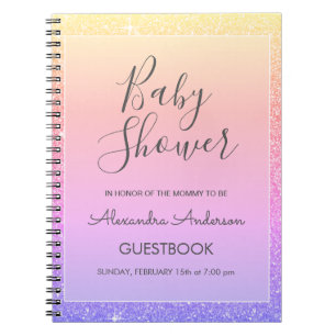 Pink Lila Sparkle Glitzer Baby Showbook Notizblock