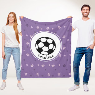 Pink & Lila Star Girl Soccer Individuelle Name Fleecedecke