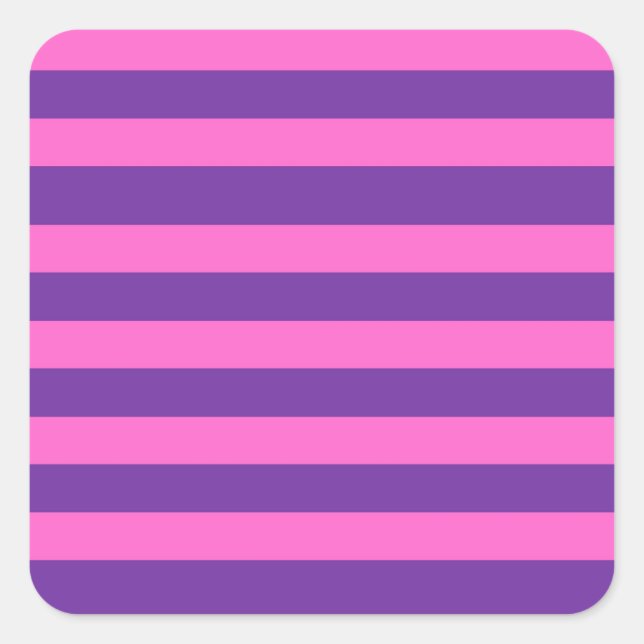 Pink Lila Strip Muster Quadratischer Aufkleber (Vorderseite)