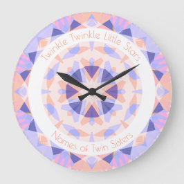 Pink Lila Twinkle Little Star Girl Twins Kinderzim Große Wanduhr