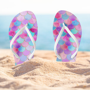 Pink, Lila und Aqua Mermaid-Muster Flip Flops