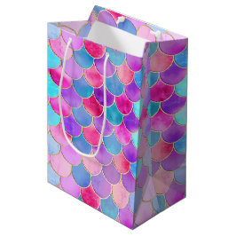 Pink, Lila und Aqua Mermaid-Muster Mittlere Geschenktüte