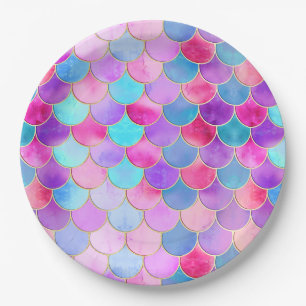 Pink, Lila und Aqua Mermaid-Muster Pappteller