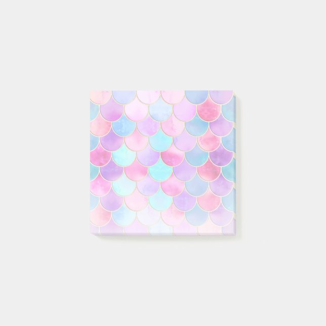 Pink, Lila und Aqua Mermaid-Muster Post-it Klebezettel (Vorderseite)