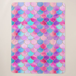Pink, Lila und Aqua Mermaid-Muster Sherpadecke