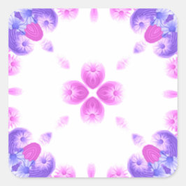 Pink, Lila und blaues Blumenmuster Quadratischer Aufkleber