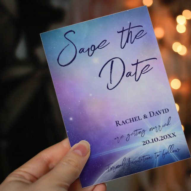 Pink Lila unter den Sternen Hochzeit speichern das Postkarte (Von Creator hochgeladen)