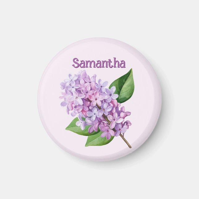 Pink Lilac Blossom Custom Name Magnet (Vorne)