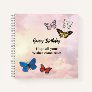 Pink Lilac Dreamy Ripped Butterfly Spiral Notebook Notizbuch