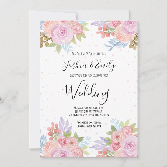 Pink Lilac Floral Botanische Hochzeit Einladung (Vorderseite)