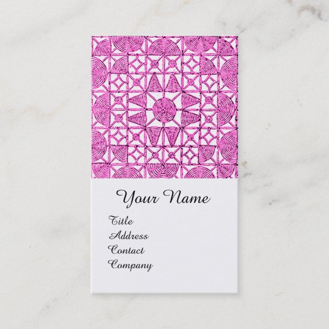 PINK LILAC GEOMETRIC LACE GEMSTONE MONOGRAMM VISITENKARTE (Vorderseite)