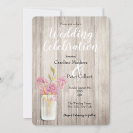 Pink Lilac Mason Jar Barn Wood Rustikale Hochzeit Einladung