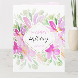 Pink Lilac Modern Boho Wasserfarben Karte