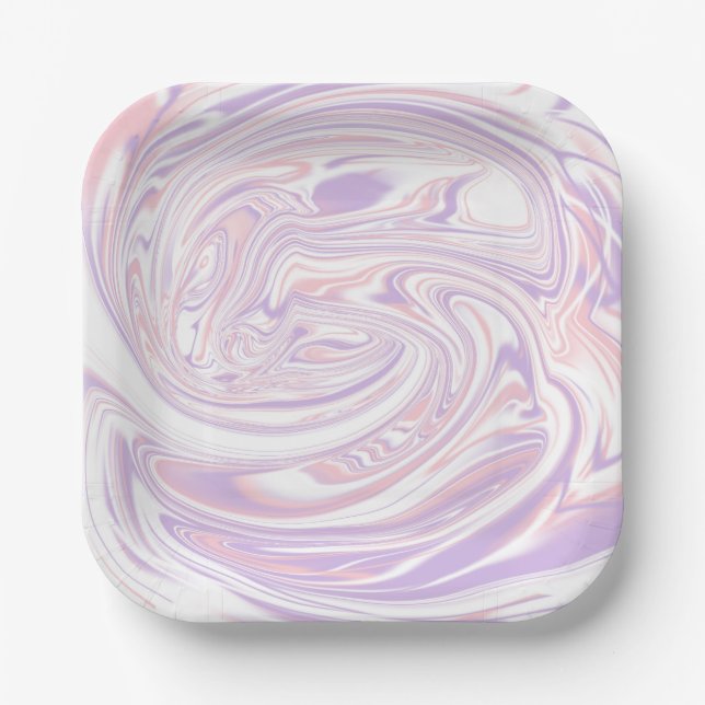 Pink Lilac Modernes Design aus Abstraktem flüssige Pappteller (Vorderseite)