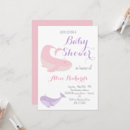Pink Lilac Whale Pastel Ocean Fish Baby Dusche Einladung