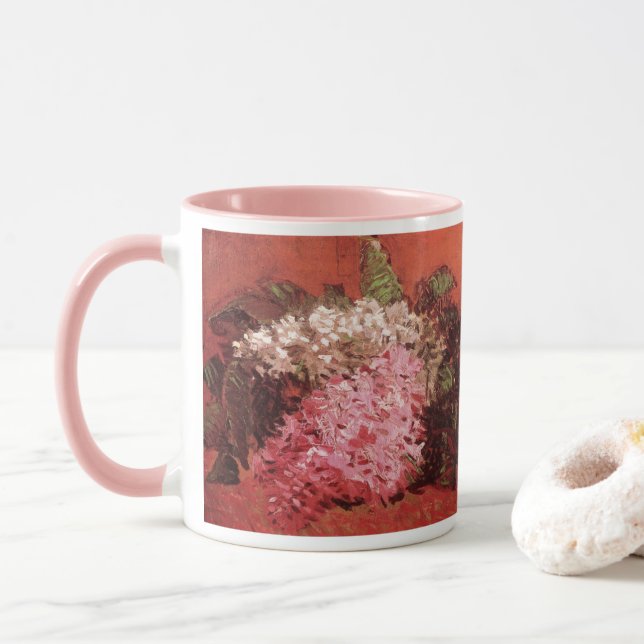 Pink Lilacs von Vincent van Gogh, Still Life Blume Tasse (Mit Donut)
