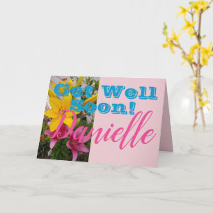 Pink Lile Blume wird bald gut Frauen Name Card Karte