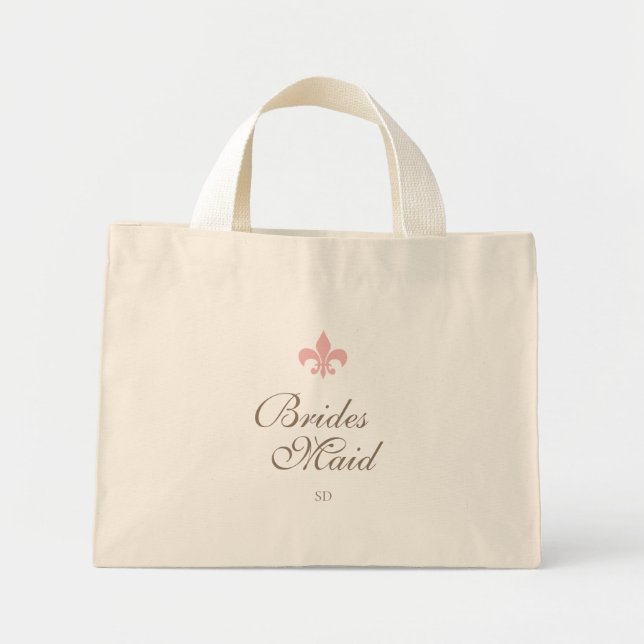 Pink Lilie Bridesmaid Initiale Mini Stoffbeutel (Vorne)
