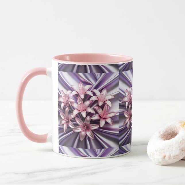 Pink Lilies Combo Tasse (Mit Donut)