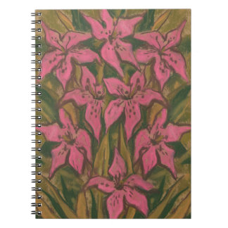 Pink Lilies, pastellfarbene Malerei, Blume, Blumen Notizblock