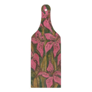 Pink Lilies, pastellfarbene Malerei, Blume, Blumen Schneidebrett