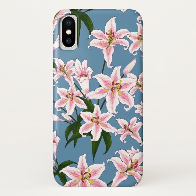 Pink Lilly Blume Pattern Case-Mate iPhone Hülle (Rückseite)