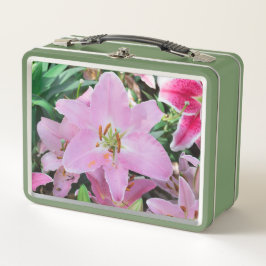 Pink Lilly Blume Sweet Riech Metall Brotdose
