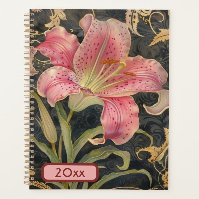 Pink Lily 20XX Klassischer Spiralplaner Digitale K Planer (Vorderseite)