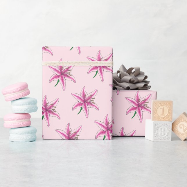 Pink Lily Blume Blumengarten Party Spring Lilie Geschenkpapier (Babyparty)