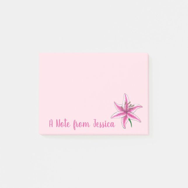 Pink Lily Blume Blumengarten Party Spring Lilie Post-it Klebezettel (Vorderseite)