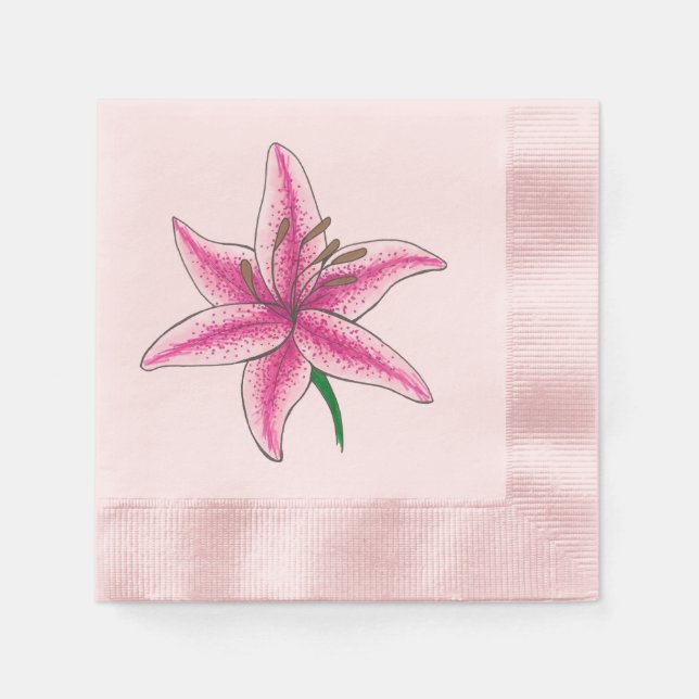 Pink Lily Blume Blumengarten Party Spring Lilie Serviette (Vorderseite)
