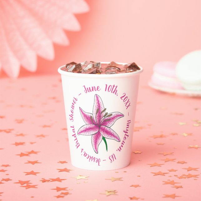 Pink Lily Blume Bridal Baby Dusche Blumengarten Pappbecher (Insitu)