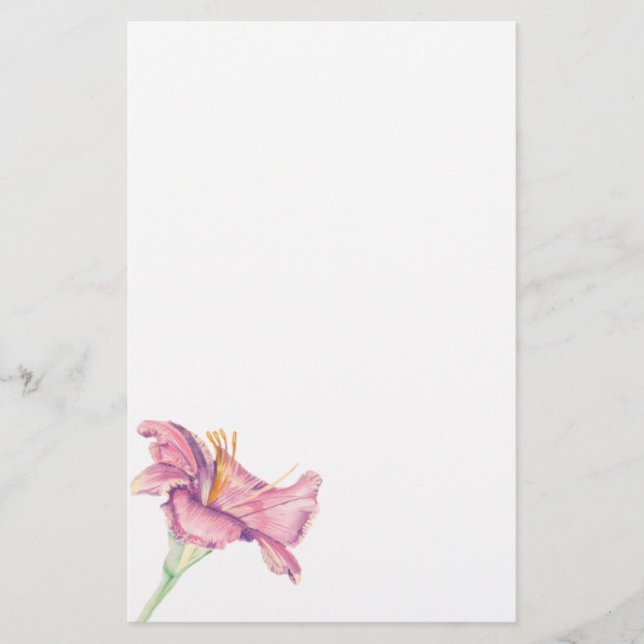 Pink Lily Blume Gemälde Briefpapier (Vorderseite)