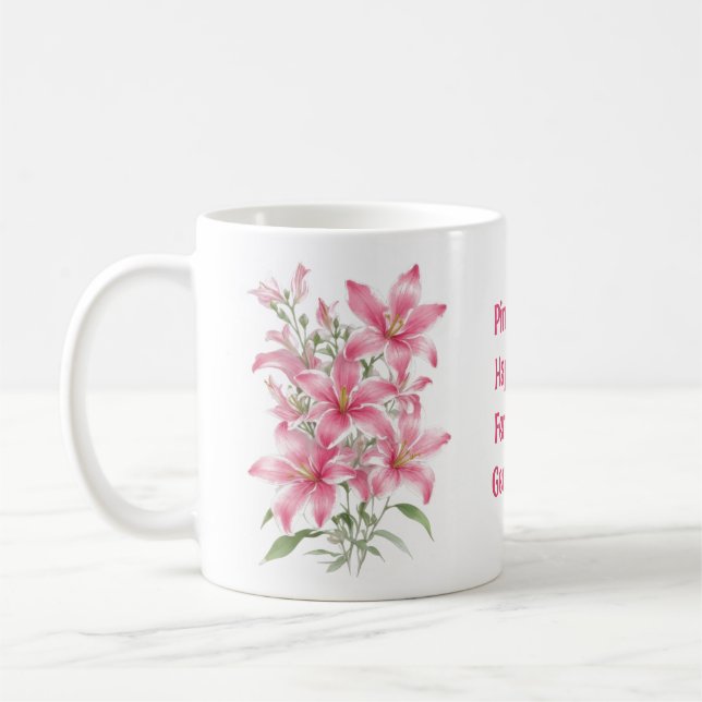 Pink Lily Blume Kaffeetasse (Links)