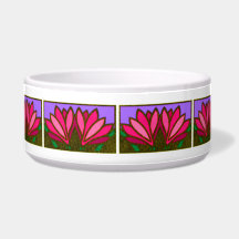 Pink Lily Blume Muster Keramik Dog Bowl