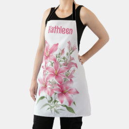 Pink Lily Blume Personalisiert Schürze