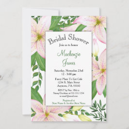 Pink Lily Floral Bridal Dusche Einladung Lilies