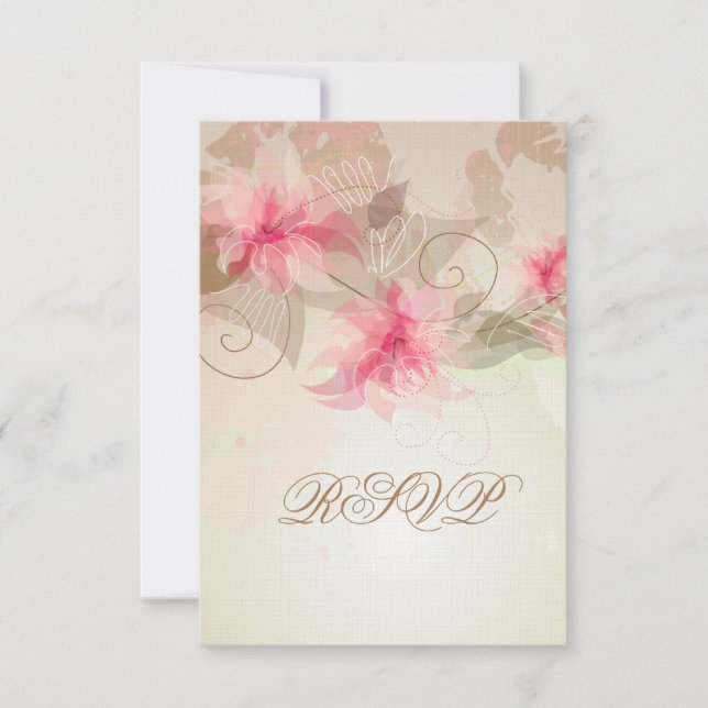Pink Lily Floral RSVP Karte (Vorderseite)
