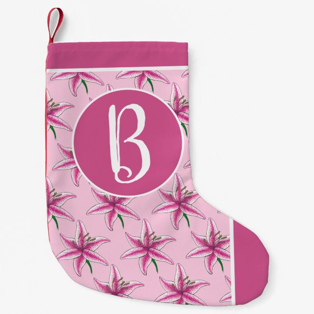 Pink Lily Flower Garden Lilies Spring Floral Kleiner Weihnachtsstrumpf (Vorderseite)