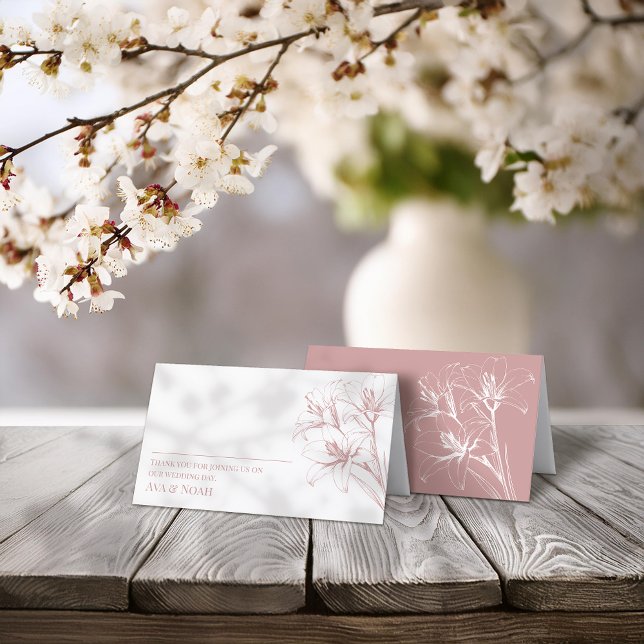 Pink Lily Kontur eingewickelt Platzkarte (Von Creator hochgeladen)