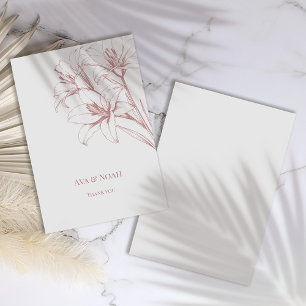 Pink Lily Kontur Wedding Dankeskarte