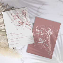 Pink Lily Kontur Wedding RSVP Karte