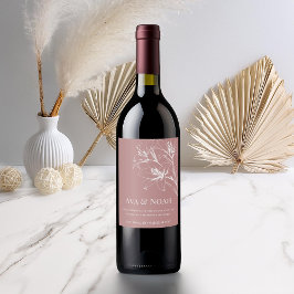 Pink Lily Kontur Wedding Weinetikett