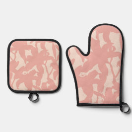 Pink Lily Silhouete Ofenhandschuh & Topflappen-Set