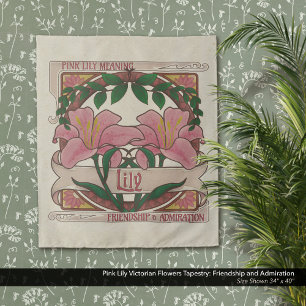 Pink Lily Viktorianische Blume Freundschaftsbewund Wandteppich